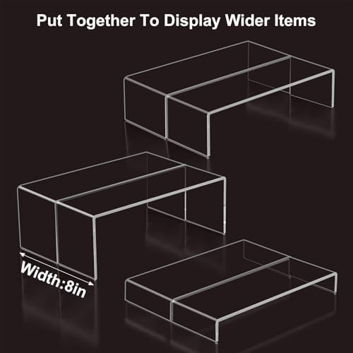 Blaithom Acrylic Display Risers 6pcs Set 12 Inch Clear Stackable Shelves