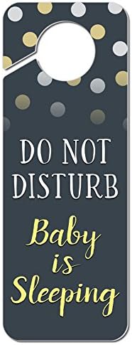 Do Not Disturb Baby is Sleeping Yellow Door Knob Hanger Sign