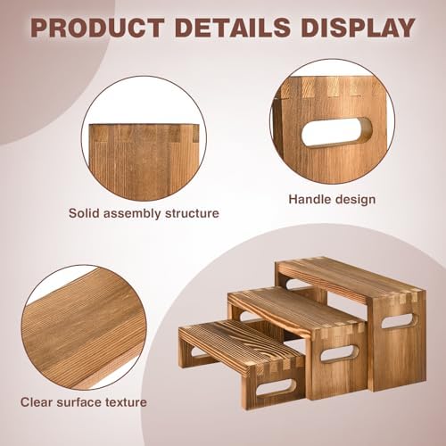 6 Pcs Wood Risers Display Stands for Table