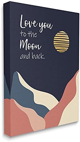Stupell Industries Love You to Moon Canvas Wall Art Blue