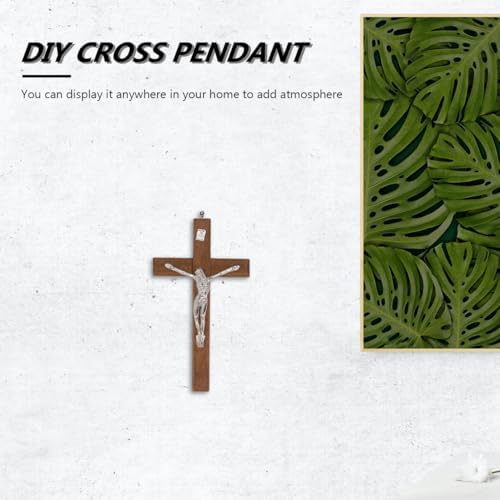 BESTOYARD Wood Wall Art 3 Pack - 5-Inch Medal Holy Crucifix Cross