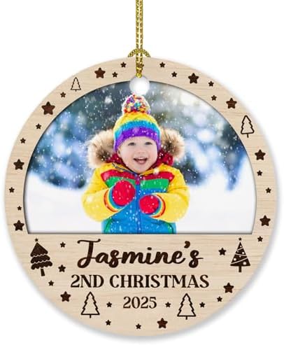 Personalized Babys Second Christmas Ornament with Photo