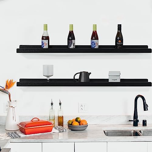 PHOENANCEE 36 Inch Floating Shelves Set of 2 Rustic Black