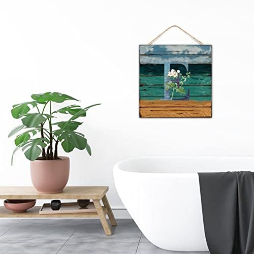 Rustic Wood Wall Sign Initial Letter E Blue Green