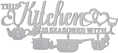 Metal Kitchen Wall Decor with Love Phrase Sign