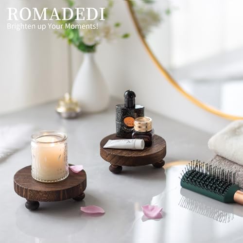 Romadedi Rustic Wood Display Risers - 2 pcs Farmhouse Decor
