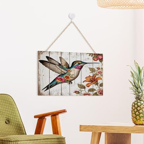 Spring Summer Hummingbird Door Sign 10x16 Welcome Decor 1