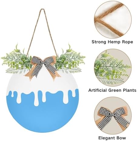KOCOART Door Wreath Ice Cream Blue Rustic Wall Decoration