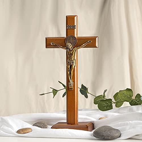 KUXBET 107 Inch Wooden Wall Cross with Stand