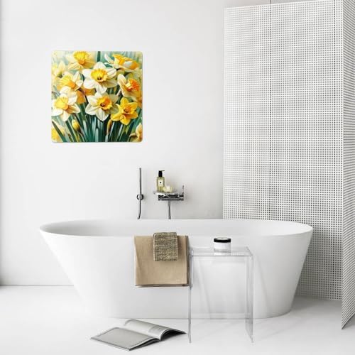 Bright Daffodil Blossoms Metal Wall Sign Decor 8x8inch