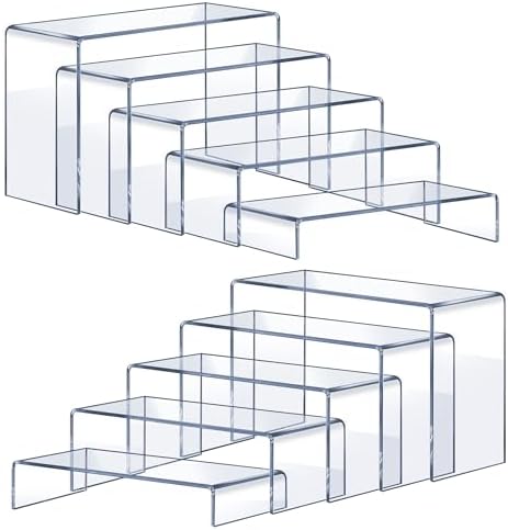 OVNTHYK Acrylic Display Risers - 2 Sets 10 Pcs Clear Rectangular Risers