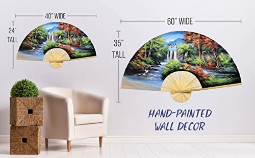 Japanese Autumn Folding Wall Fan Hand-painted Art 40 inch wide
