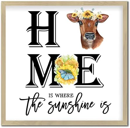 Home is Where The Sunshine is Wood Sign 12x12in