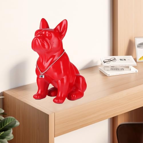 French Bulldog Metal Statue - 9in Red