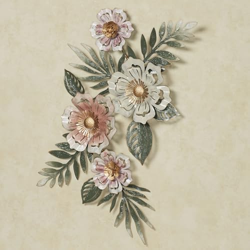 Floral Sway Wall Art Sculpture - Pastel Pink Gold Handpainted