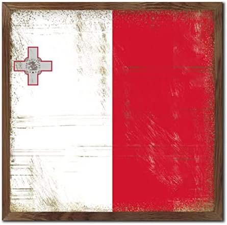Malta Framed Wood Sign 12x12in Wall Decor