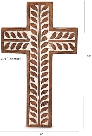 NIRMAN Mango Wood Religious Cross Wall Hanging Decor