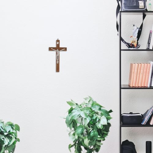BESTOYARD Wood Wall Art 3 Pack - 5-Inch Medal Holy Crucifix Cross