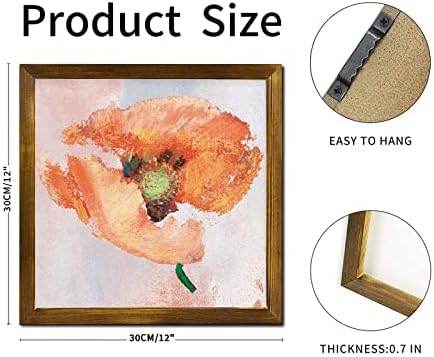 Retro Orange Hibiscus Flower Framed Wooden Sign 12x12 inch