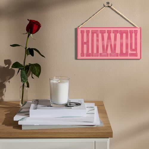 Howdy Sign - Preppy Hot Pink Cowgirl Wall Decor