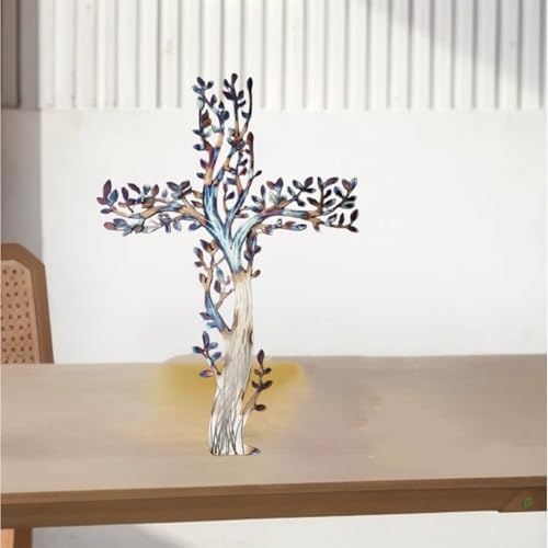 FXiaoy Cross Of Life Metal Wall Art Hanging Decor