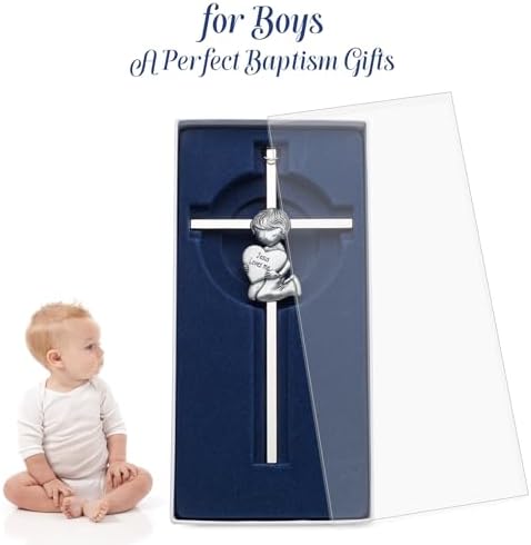 Baby Wall Cross Silver Blessing Baptism Gift for Boys