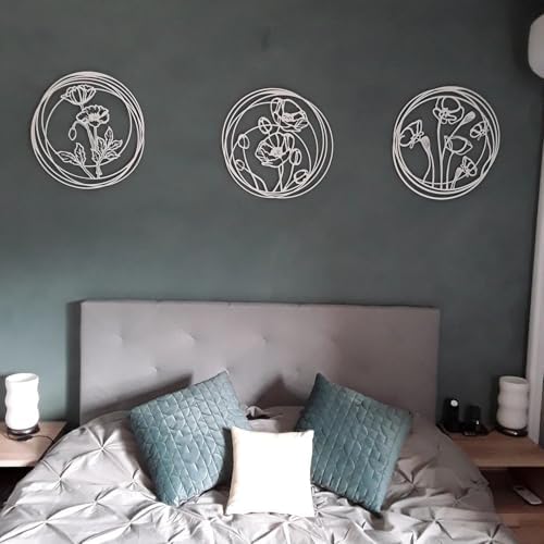 Poppy Flowers Metal Wall Art 3 Piece Set
