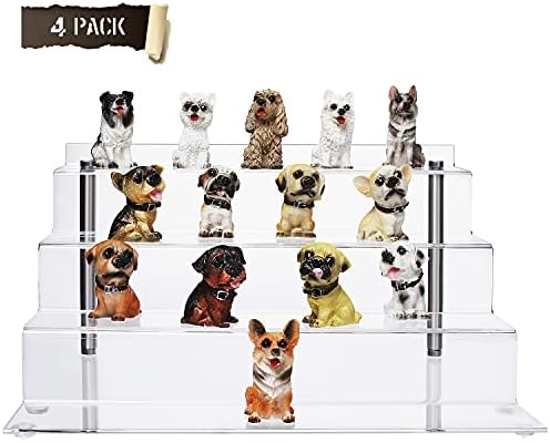 CECOLIC 4 Tier Acrylic Display Riser Stand Large 4 Pack