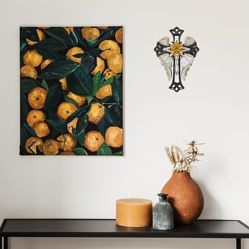 Angel Wings Cross with Flower - Decorative Wall Cross