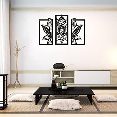 Maitys 3 Piece Black Lotus Mandala Wall Art