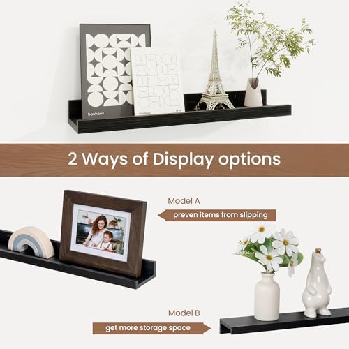 Fun Memories Picture Ledge Shelf Set of 4 Black