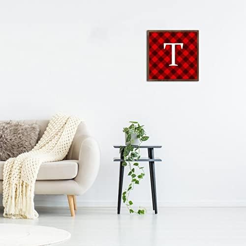 Wadcall Rustic Wall Art Initial Letter T Wooden Plaque Sign 12x12 Inch