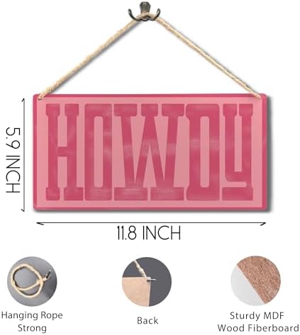 Howdy Sign - Preppy Hot Pink Cowgirl Wall Decor
