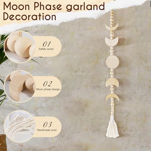 Moon Phase Wall Hanging Decor Beige