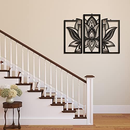 Maitys 3 Piece Black Lotus Mandala Wall Art
