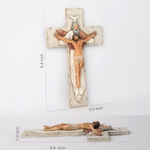 BC Catholic Holy Trinity Crucifix Wall Cross 95 High Inspiring Religious Sculpture