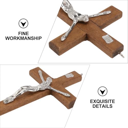 BESTOYARD Wood Wall Art 3 Pack - 5-Inch Medal Holy Crucifix Cross