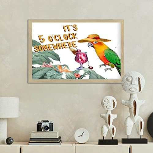 Its Five Oclock Somewhere Wood Framed Sign 8x12in