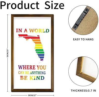 Rainbow Florida Map Wooden Wall Sign Farmhouse LGBTQ Decor