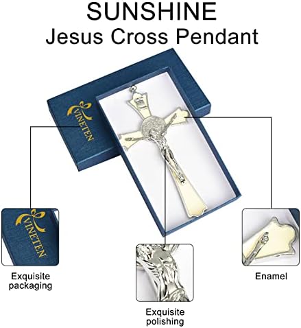 VINETEN Saint Benedict Enamel Wall Cross 8 Inch