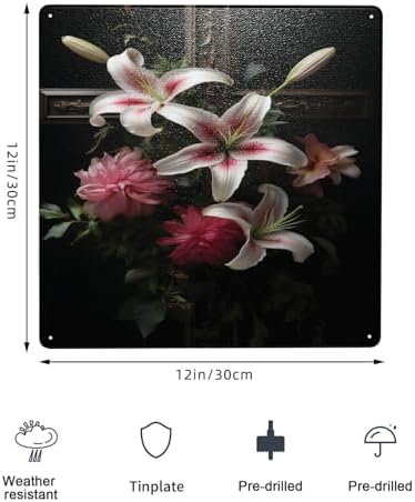 Timeless Elegance Floral Cross Tin Sign Wall Art 1