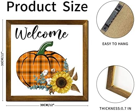 Farmhouse Style Welcome Sign Wooden Framed 12x12 Inch