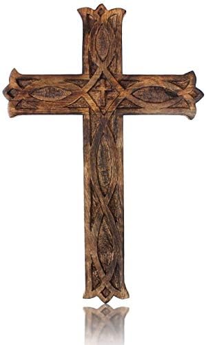 IBLAY Wooden Religious Catholic Wall Cross 18x12 Inches Decor