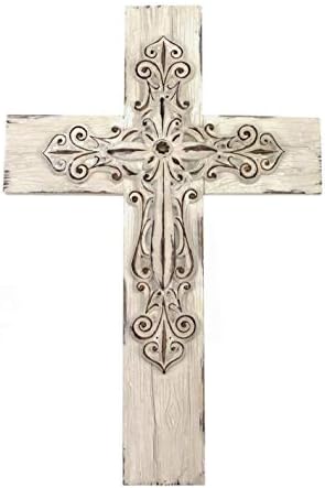 Comfy Hour Layered Wall Cross in White Wood