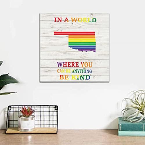 Rainbow Wood Signs Pride Parade Map Wall Art 8x8