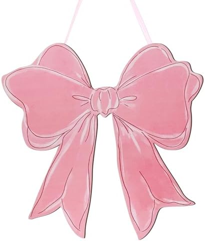 Pink Bow Wooden Wall Hanging Sign Coquette Bow Decor