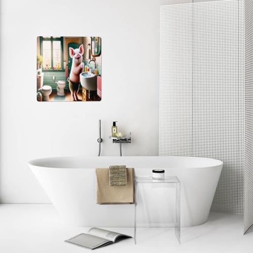 Cheerful Piglet Bathroom Decor Metal Tin Sign 1