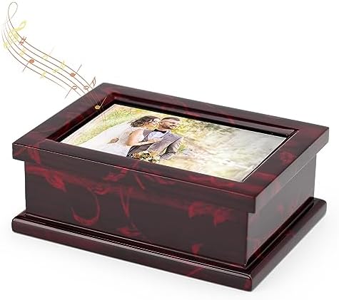Modern 4x6 Photo Frame Musical Jewelry Box with Floral Motifs