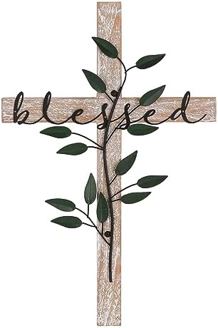 NIKKY HOME Wall Cross Rustic Wooden Cross Decor