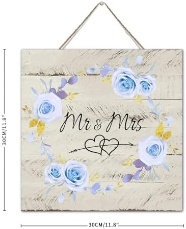Autravelco MrMrs Wall Decor 12x12 Wood Sign